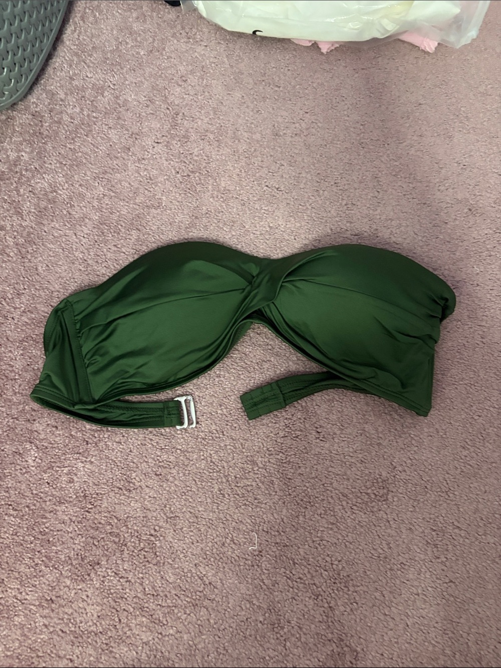 Kona Sol Dark Green Strapless Twist Bandeau Top